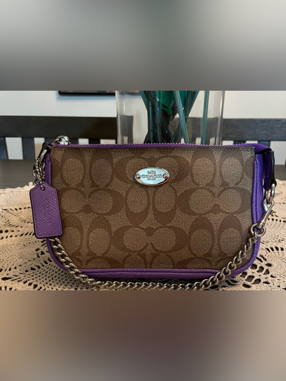Coach signature coated canvas wristlet